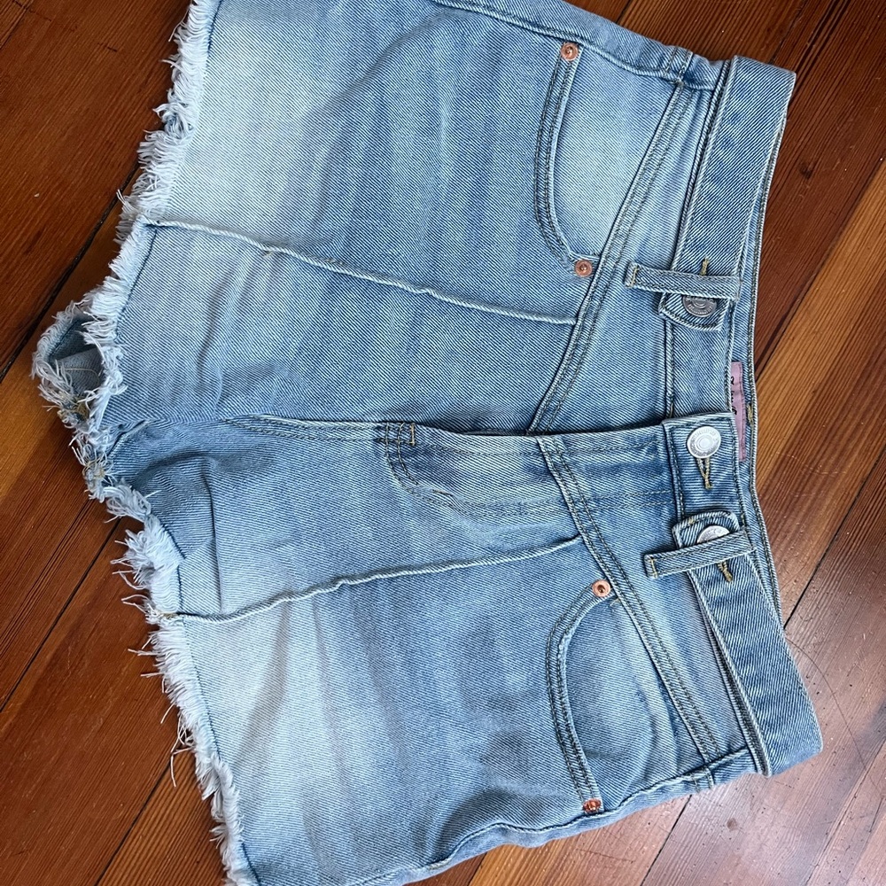 Juicy Couture Blue Jean Shorts Distressed Frayed Hem